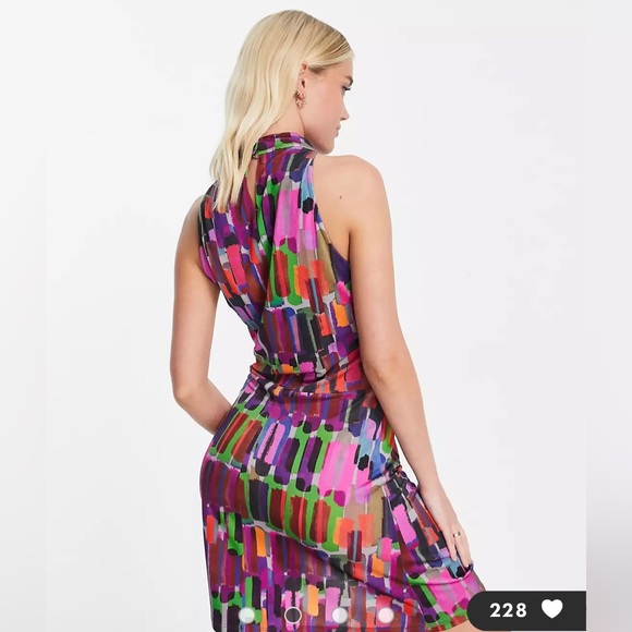 & Other Stories halter jersey mini dress in abstract print - Picture 3 of 7